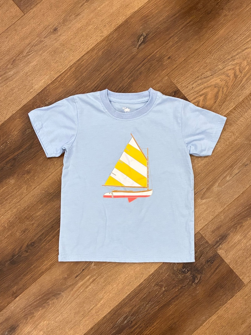 Shrimp & Grits Kids Blue Sailboat Graphic Tee Shirt Top Beach Vacation 4T/5T